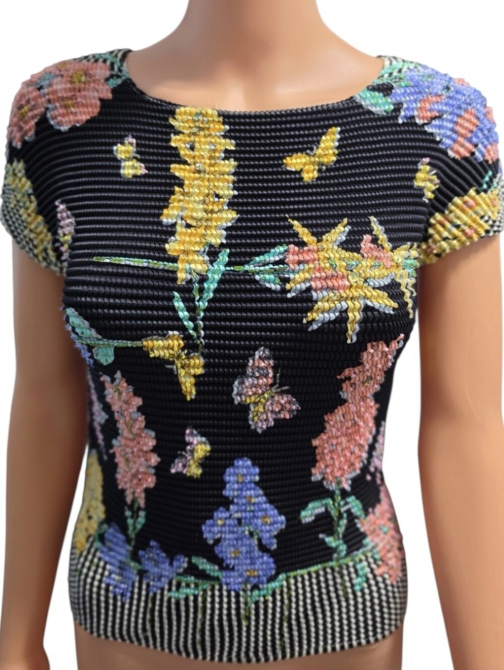 Alberto Makali Y2K Plisse Crinkle Floral Fairycore Blouse Art-to-wear Sz S